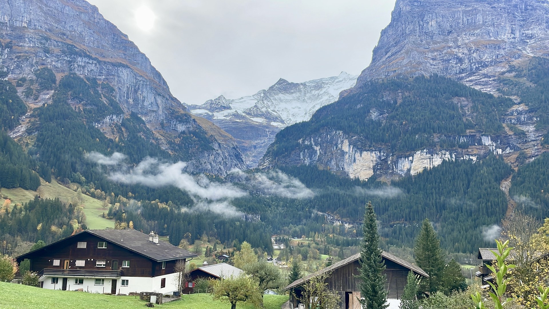 View from Almis across Grindelwald toward the mountains